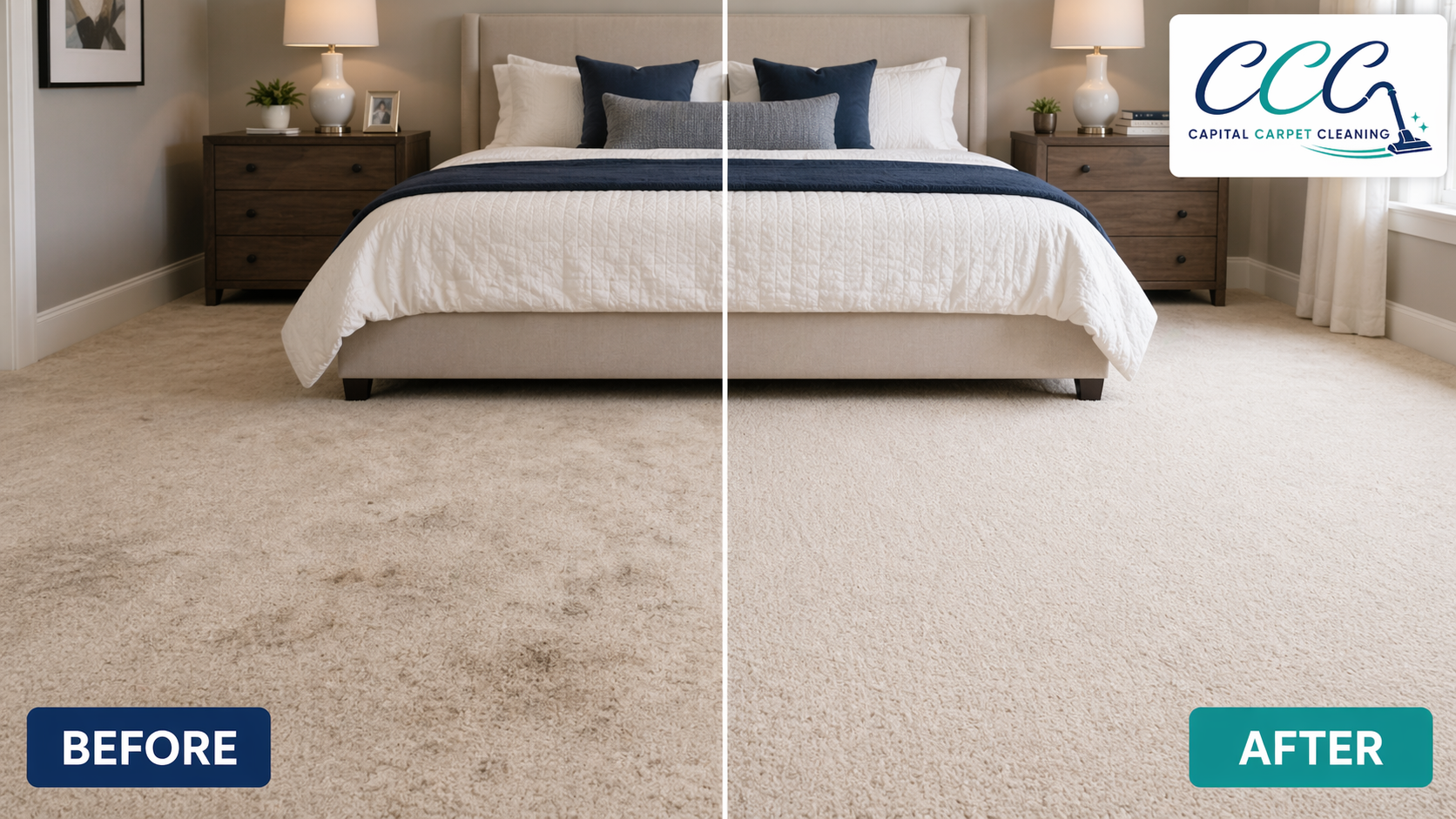 Bedroom carpet — deep stain removal