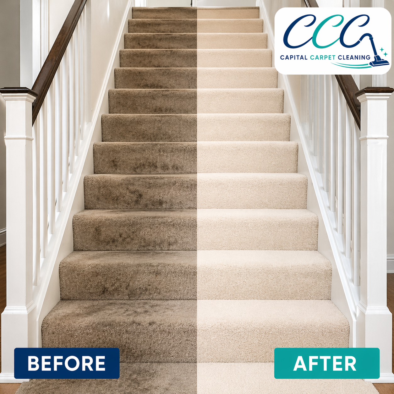 High-traffic stairs — full restoration